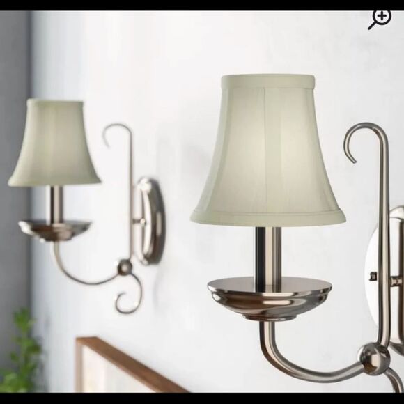 HOME | Mini Chandelier Sconce Silk Lampshades - Gray - Set of 4 - Picture 1 of 6